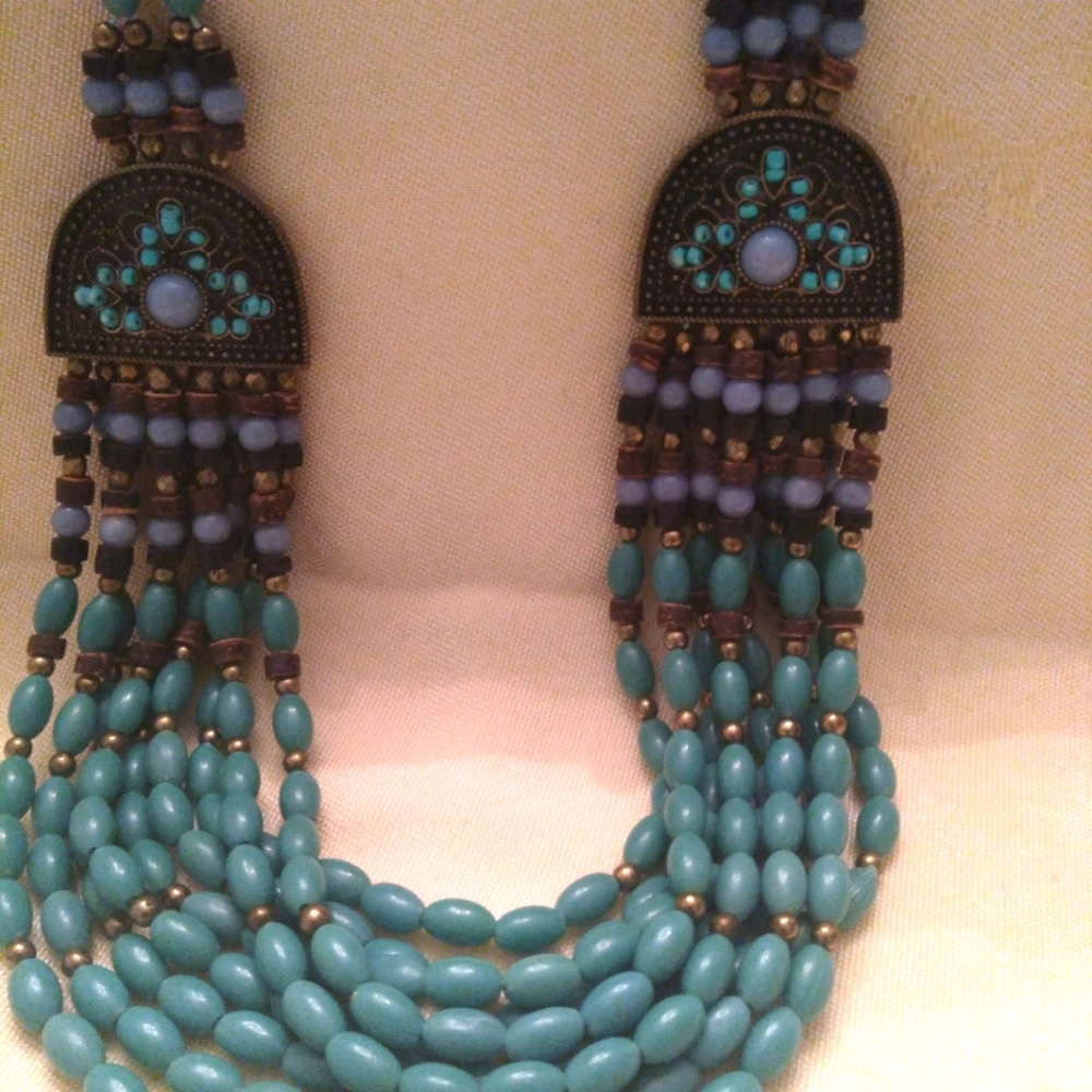 Turquoise nine strand necklace